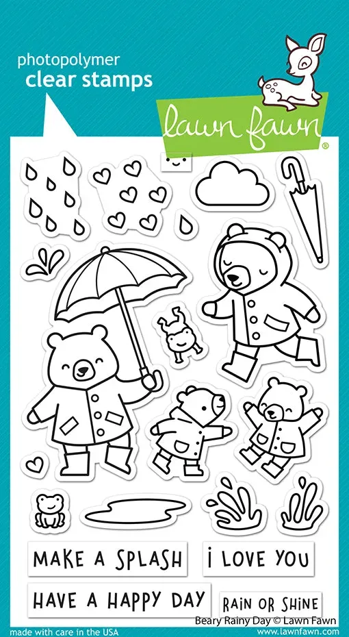 Lawn Fawn Beary Rainy Day Stempel Bären Regen
