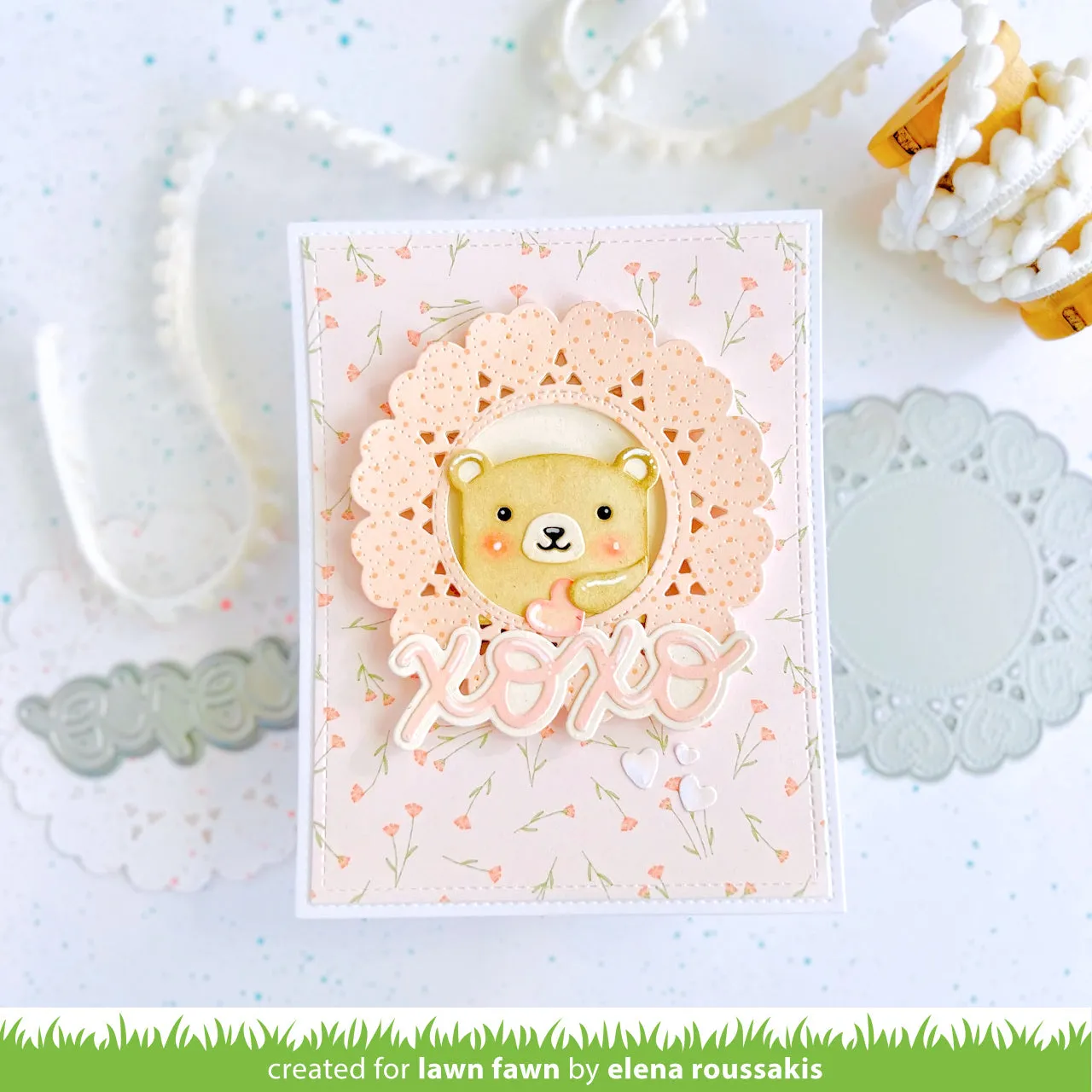 Lawn Fawn Doily Hearts Stanzschablone 8,6 cm Spitze