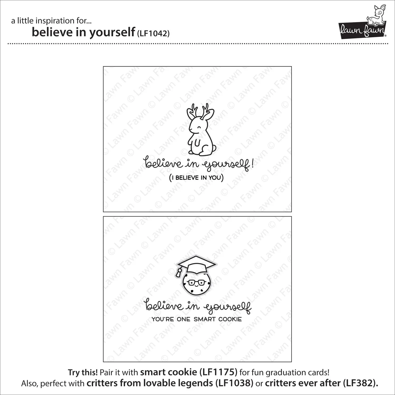 Lawn Fawn Believe In Yourself Clear Stamps Jackalope
