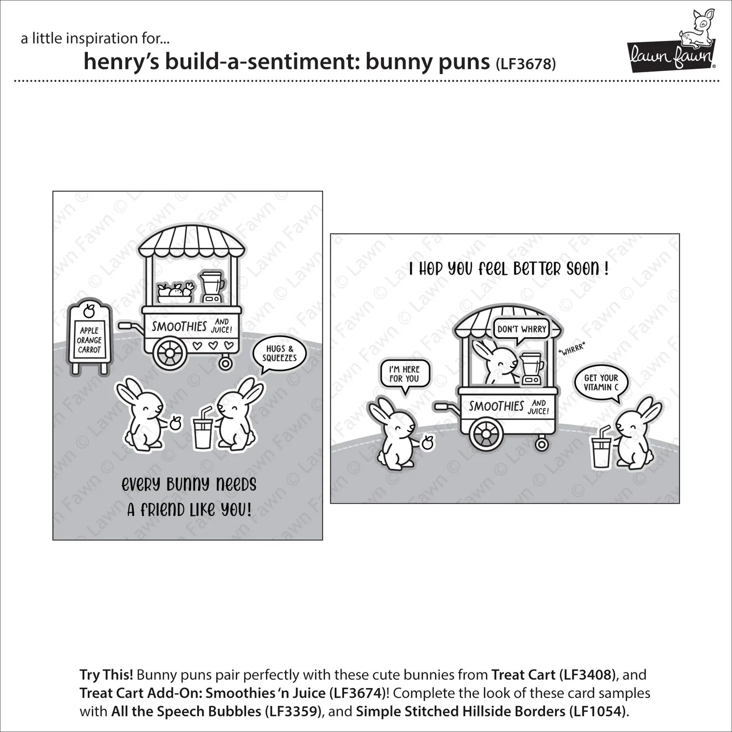 Lawn Fawn Henry's Bunny Puns Clear Stamps Spruchset EN