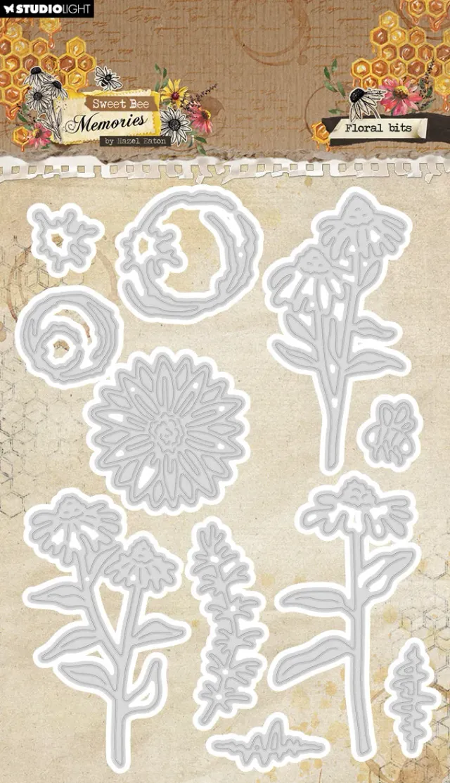 Hazel Eaton Sweet Bee Memories Floral Bits Stanzschablone 104x146 mm