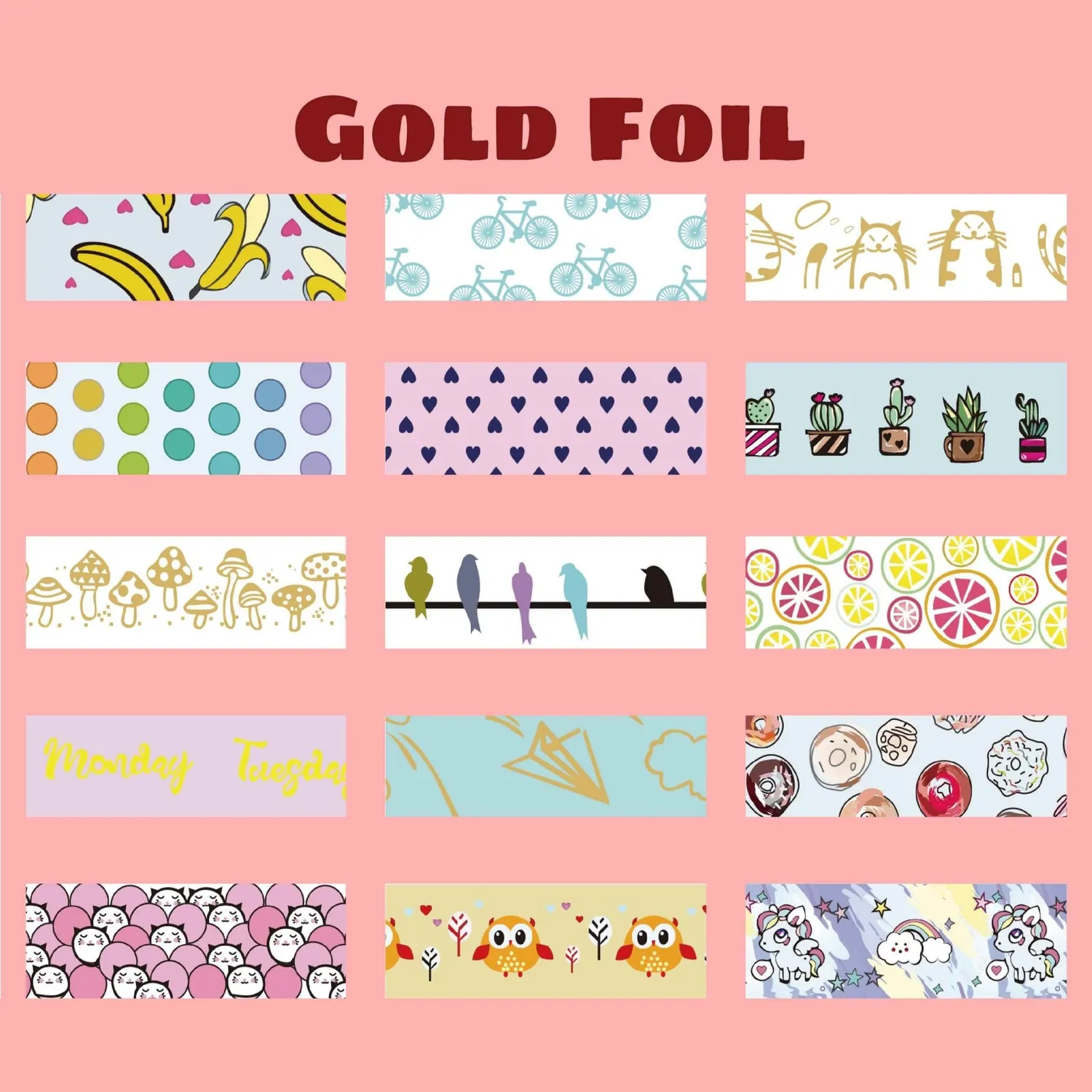 Ieebee Gold Foil Washi Tape 30 Rollen Regenbogen