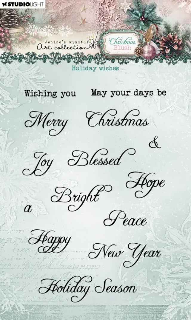 Jenine's Mindful Art Christmas Blush Holiday wishes Clear Stamp