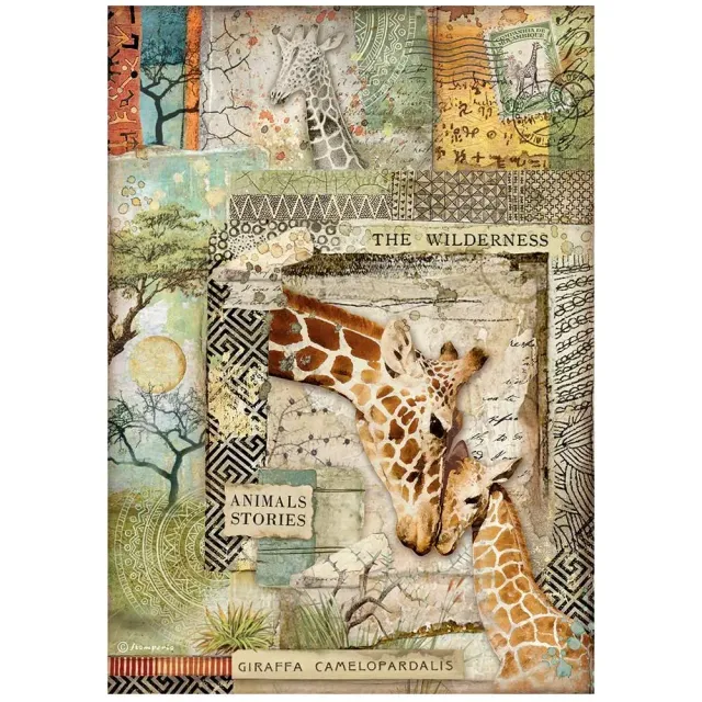 Stamperia Savana Giraffe Reispapier A4 Savanne