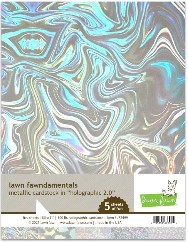Lawn Fawn Metallic Cardstock Holographic 2.0 Tonkarton 5 Blatt