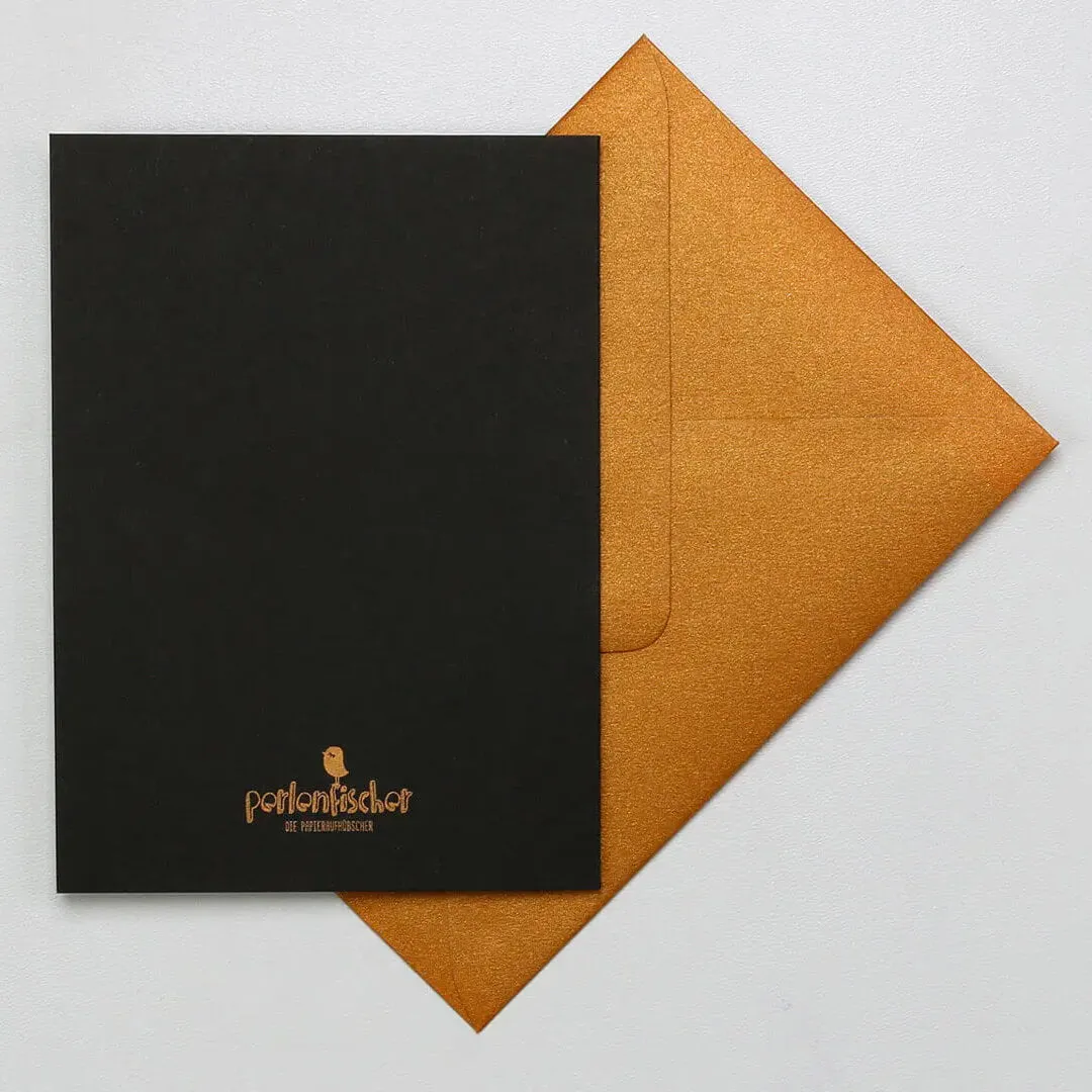 Perlenfischer Black & Gold Palmenblatt Karte 14x10 cm