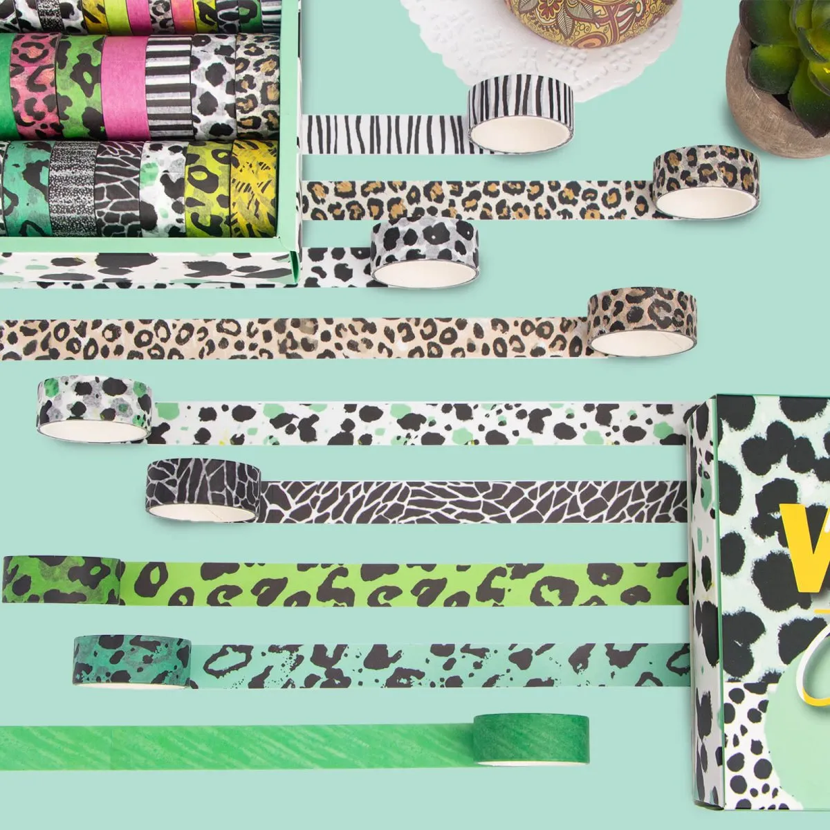 Ieebee Leopard Washi-Tape 40 Rollen Leo Tie-Dye Bunt