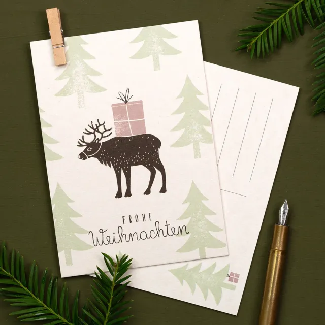 Perlenfischer Weihnachtswald Grußkarte A6 Wintermotiv