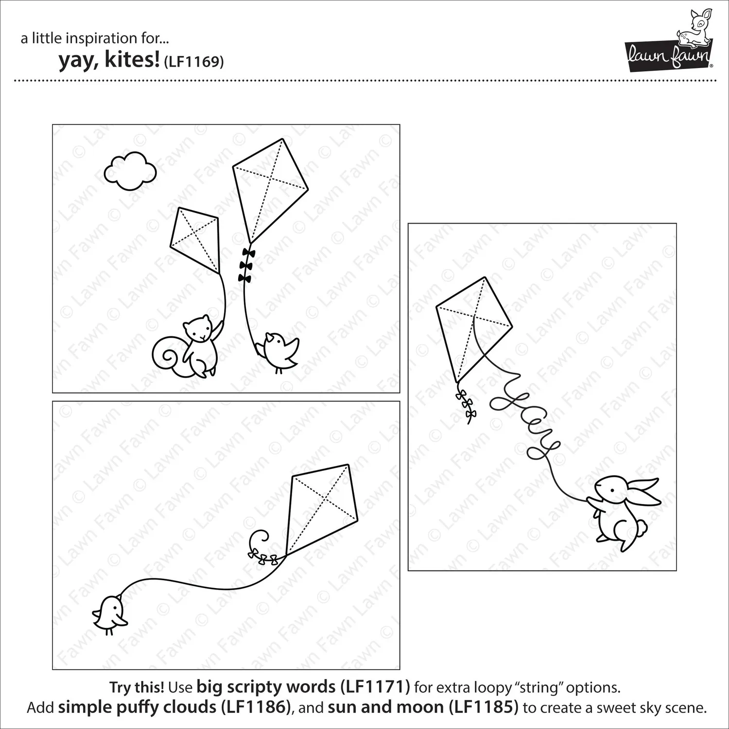 Lawn Fawn Yay Kites Stempelset Drachen Sommer