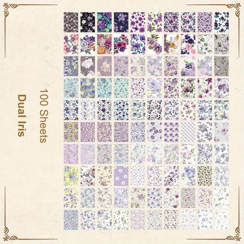 Ieebee Romantic Floral Scrapbookpapier 100-teilig