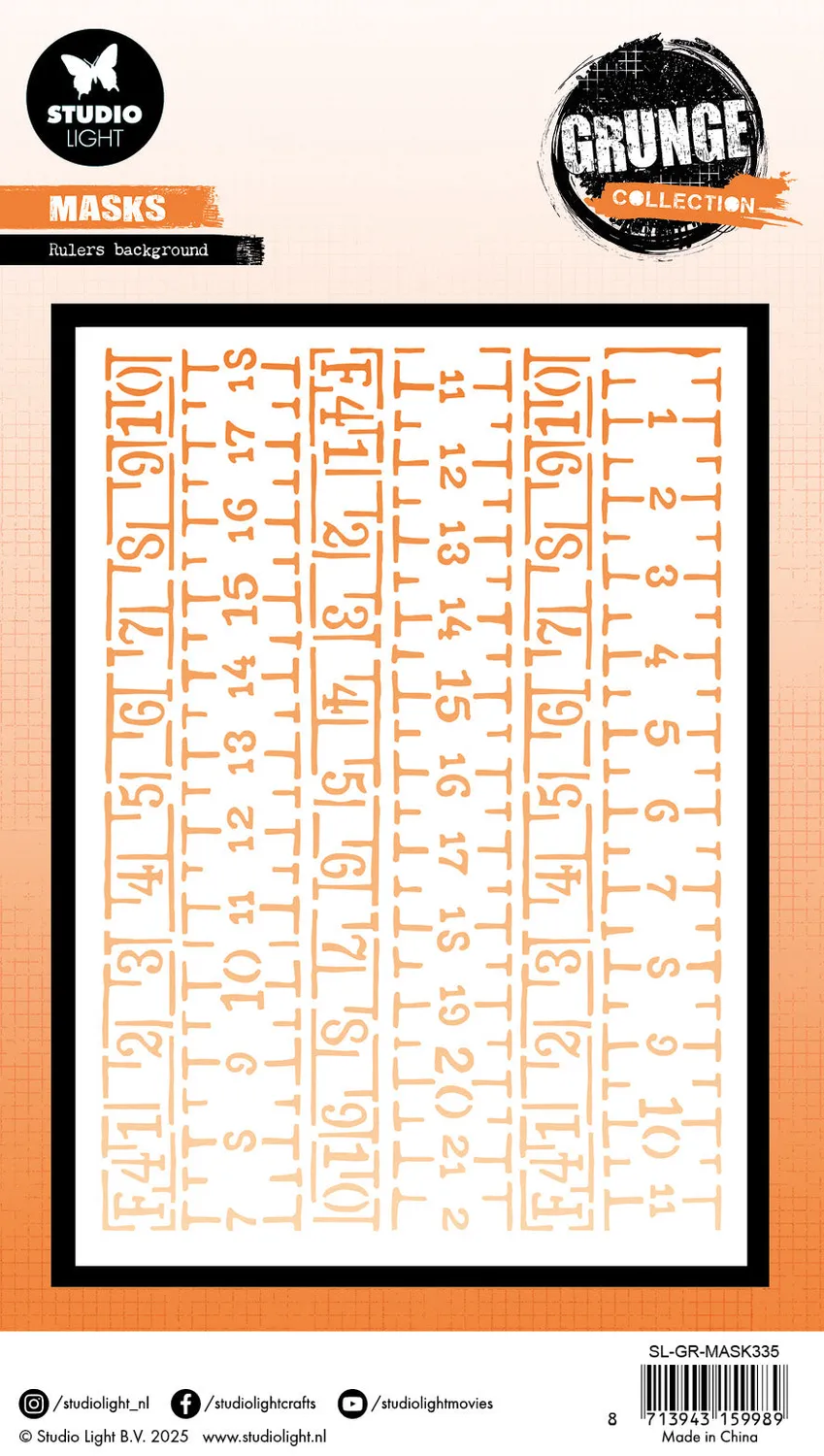 StudioLight Grunge Collection Ruler Background Schablone Lineal