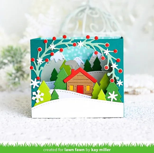 Lawn Fawn Shadow Box Mountain Add-On Stanzen Winter