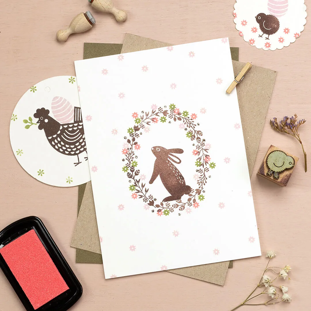 Perlenfischer Hase stehend Stempel 38x27 mm Holz Osterhase