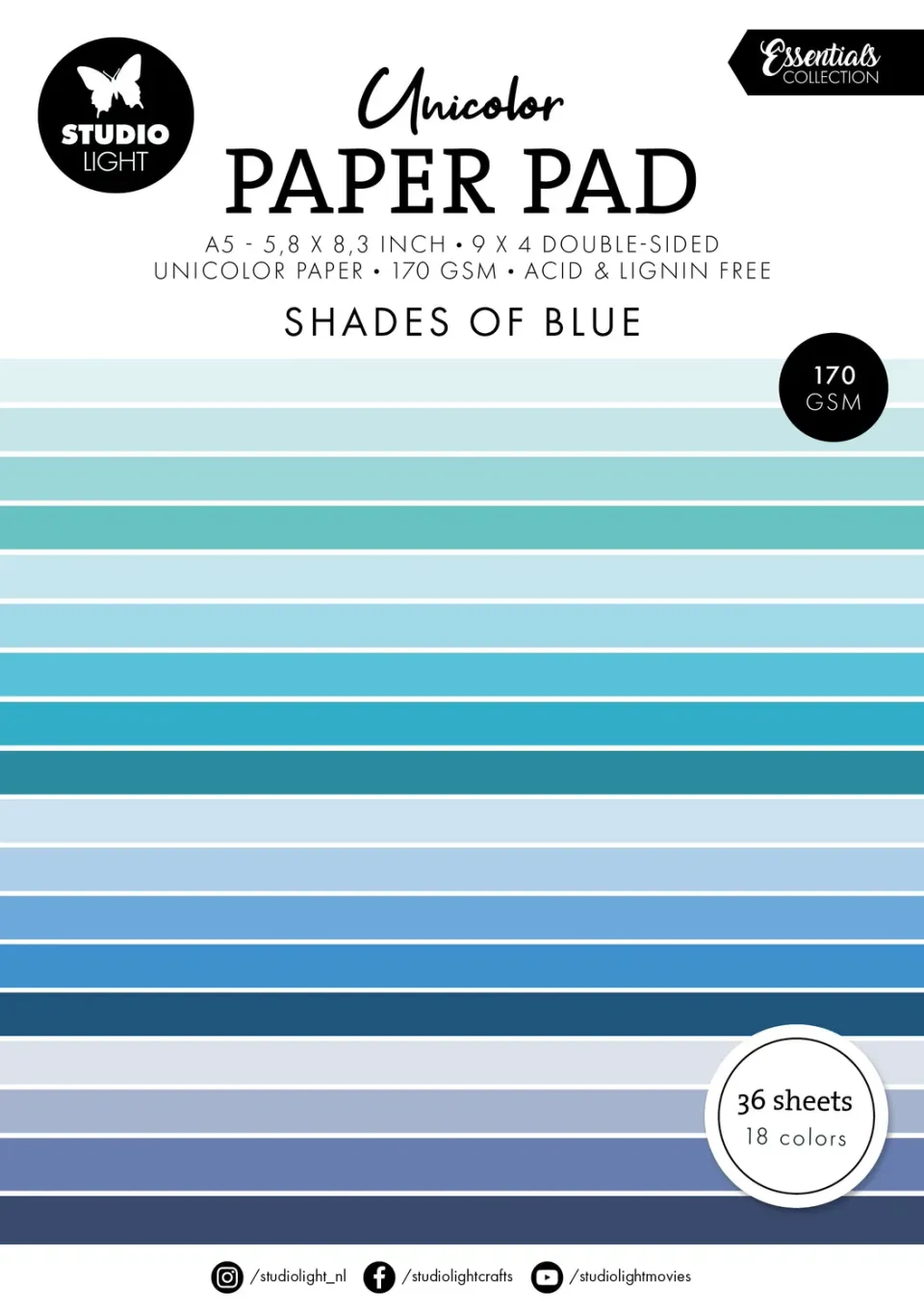 StudioLight Essentials Paper Pad Papierblock Shades of blue 36 Blatt