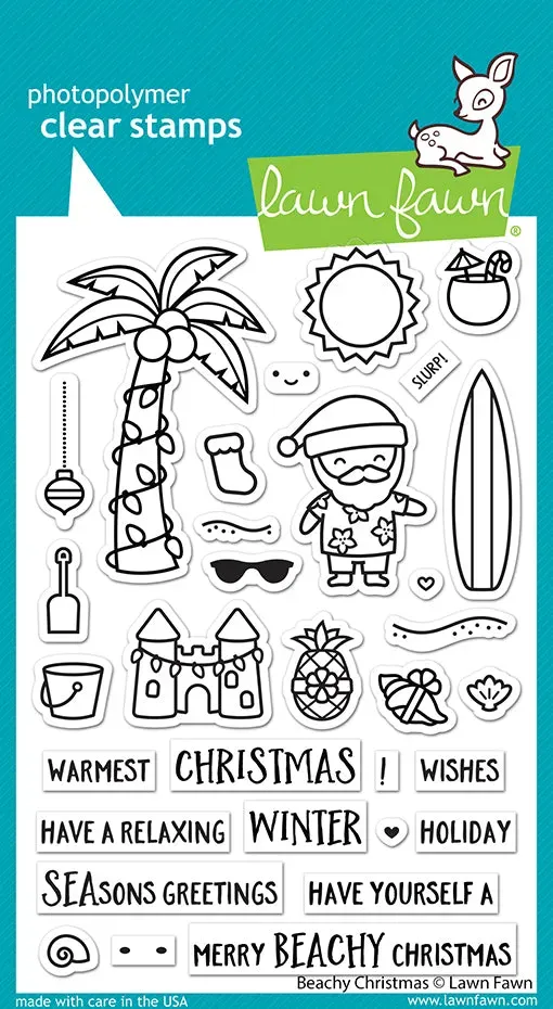 Lawn Fawn Beachy Christmas Stempel Palme Santa tropisch