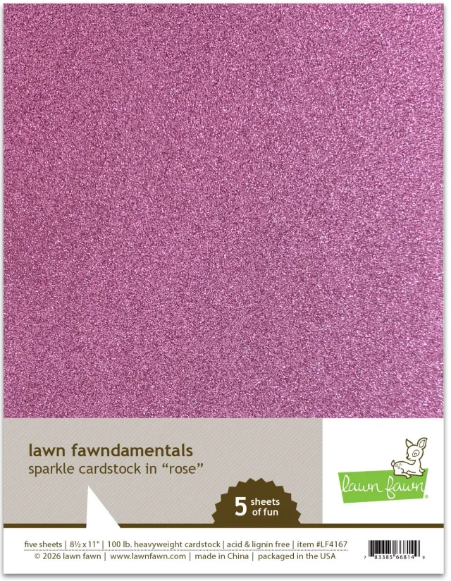 Lawn Fawn Sparkle Cardstock Rose Fotokarton 5 Bögen Glitzer