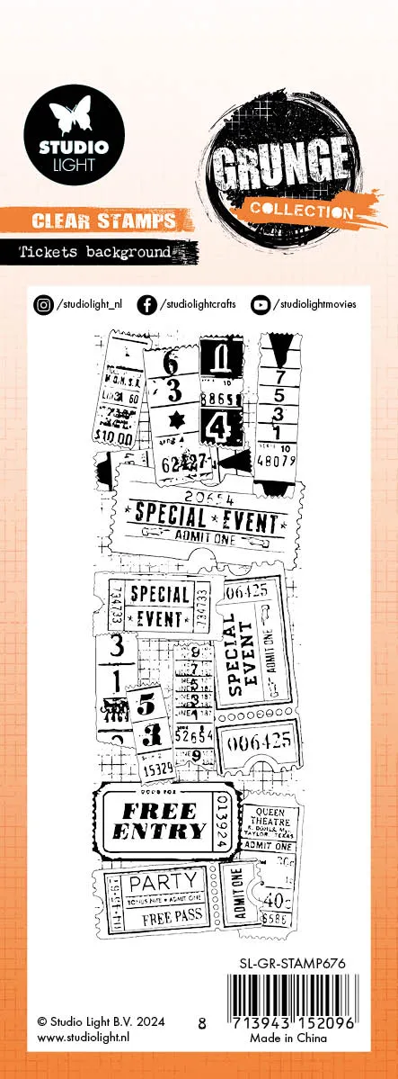 StudioLight Grunge Tickets Background Klarsichtstempel Ticket
