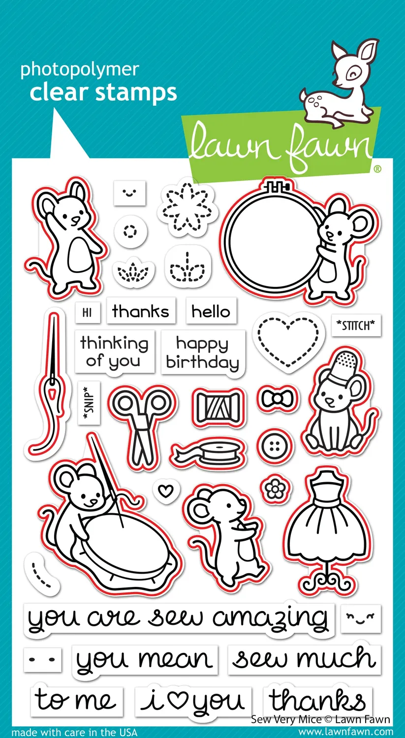 Lawn Fawn Sew Very Mice Stanzschablonen Nähmotiv