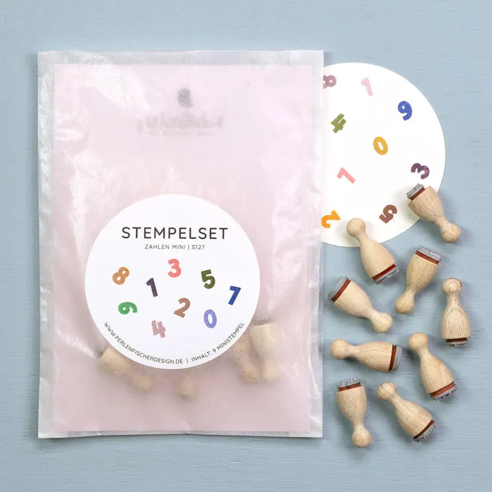 Perlenfischer Zahlen mini Stempelset 9-teilig Ziffern