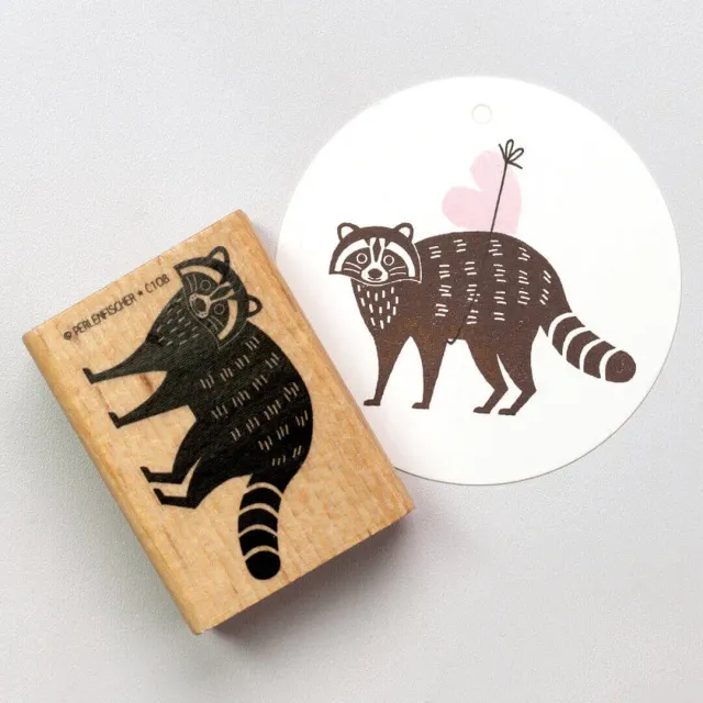 Perlenfischer Waschbär Stempel 34x57 mm Tiermotiv