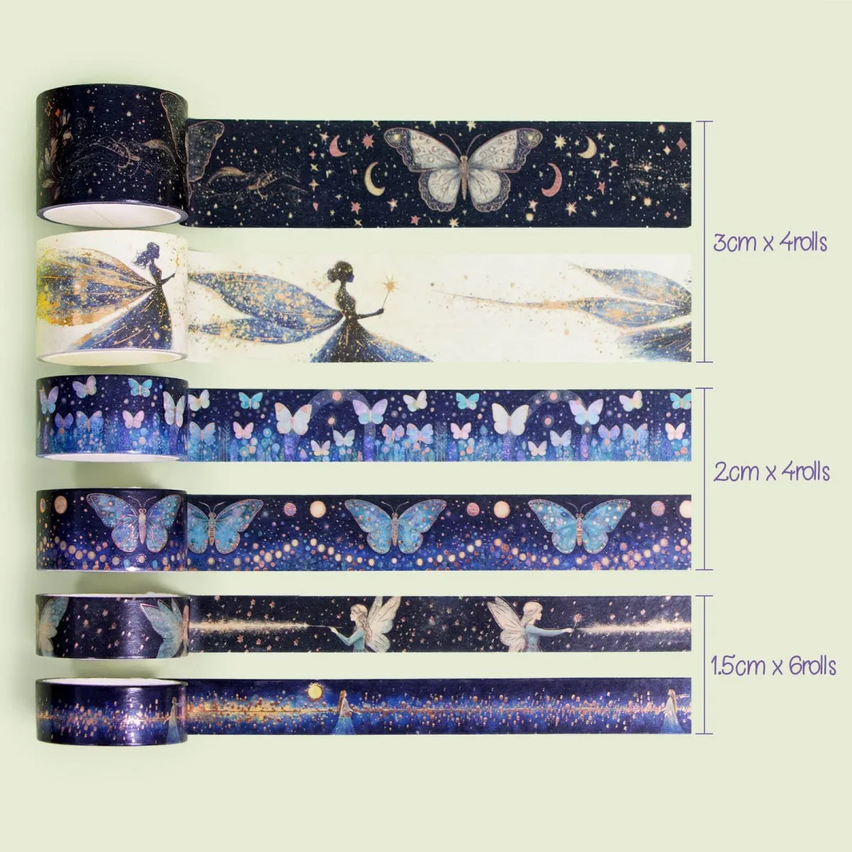 Ieebee Fairy Washi Tape Set 14 Rollen gold Sterne