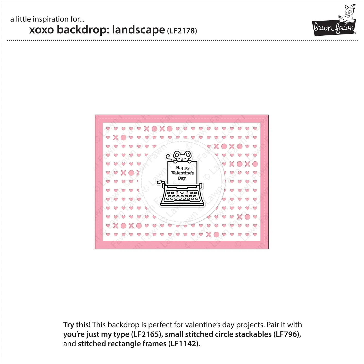 Lawn Fawn Lawn Cuts XOXO Backdrop Stanzschablone quer