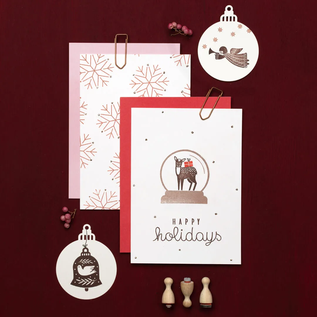 Perlenfischer Happy Holidays Stempel 26x65 mm Holz