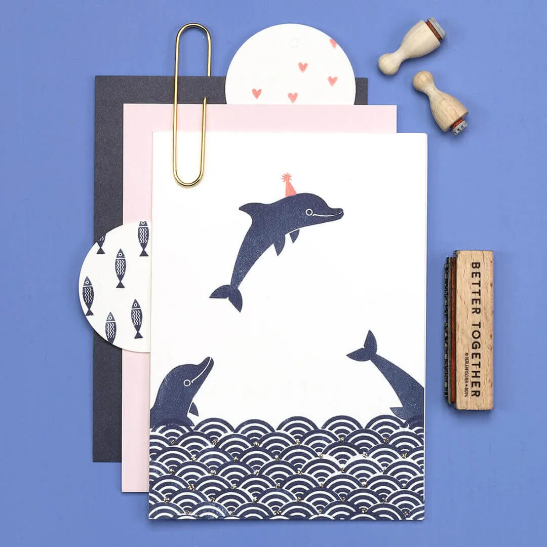 Perlenfischer Delfin Stempel Holzstempel 34x61 mm maritim