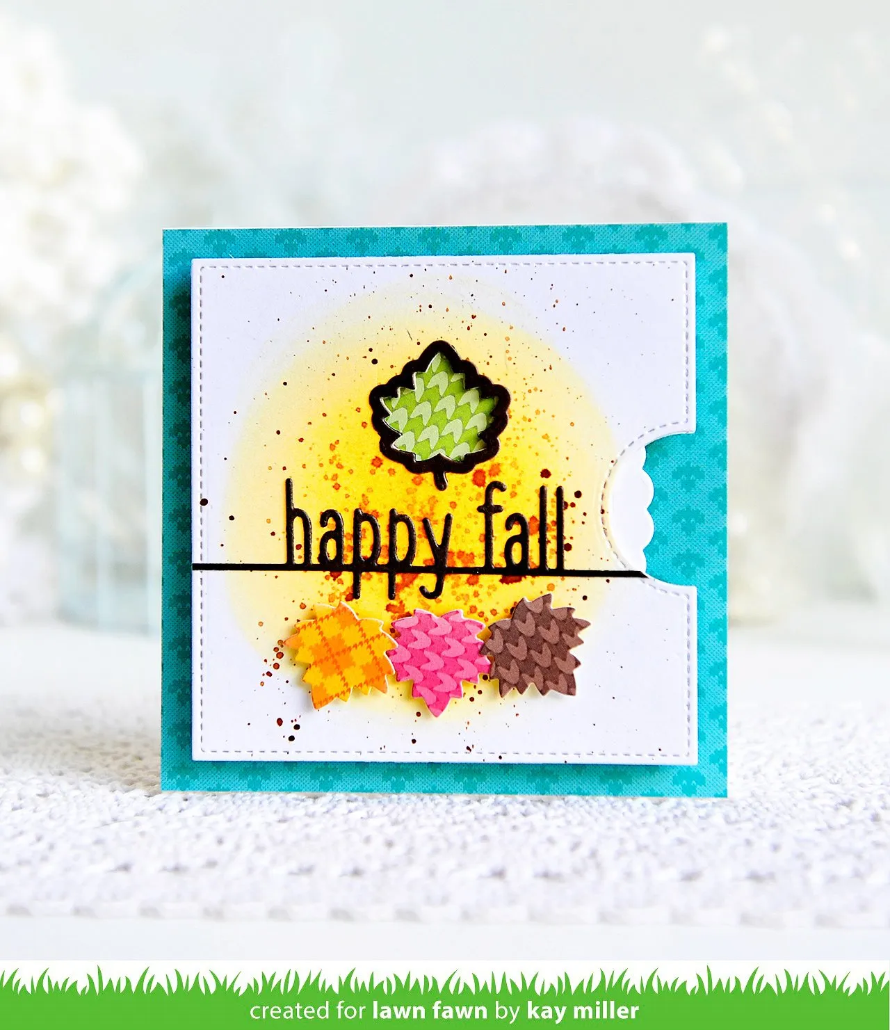 Lawn Fawn Happy Fall Line Border Stanzschablone Herbstschriftzug