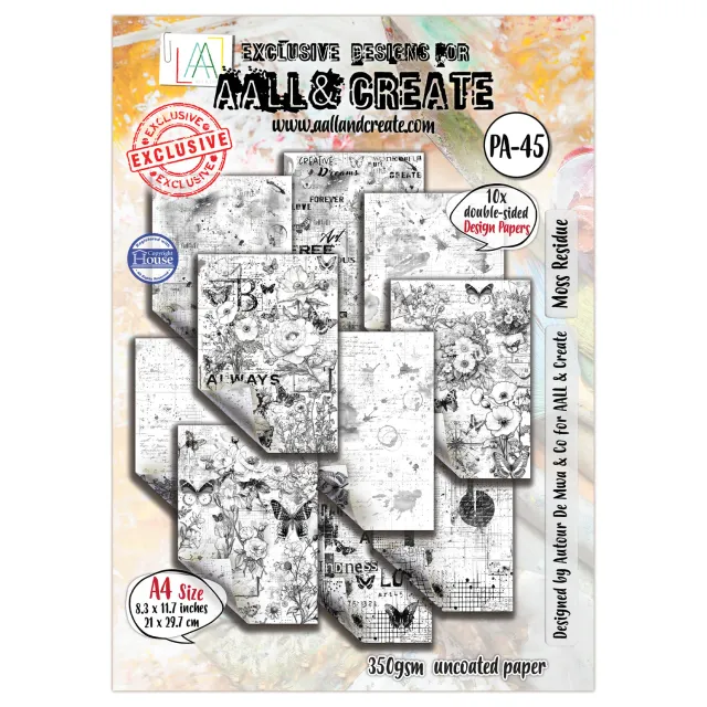 AALL and Create PA-45 Moss Residue Designpapier A4 10 Bogen