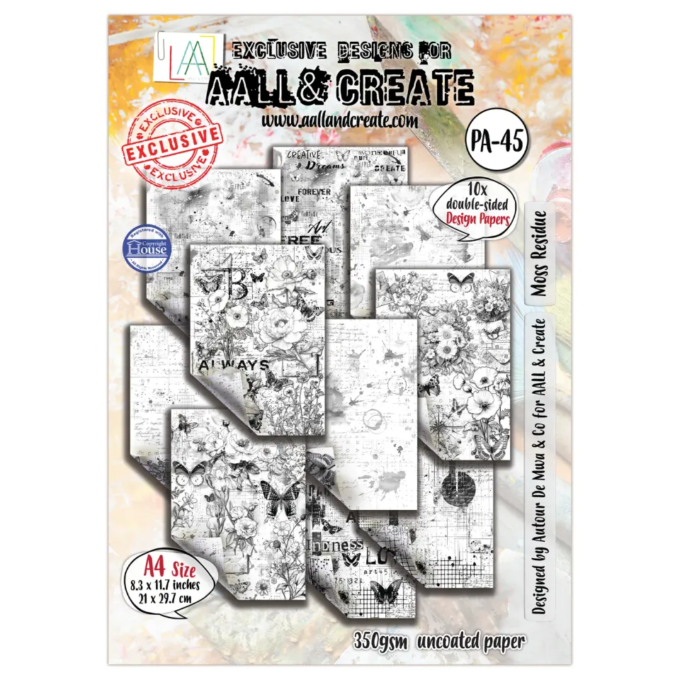 AALL and Create PA-45 Moss Residue Designpapier A4 10 Bogen