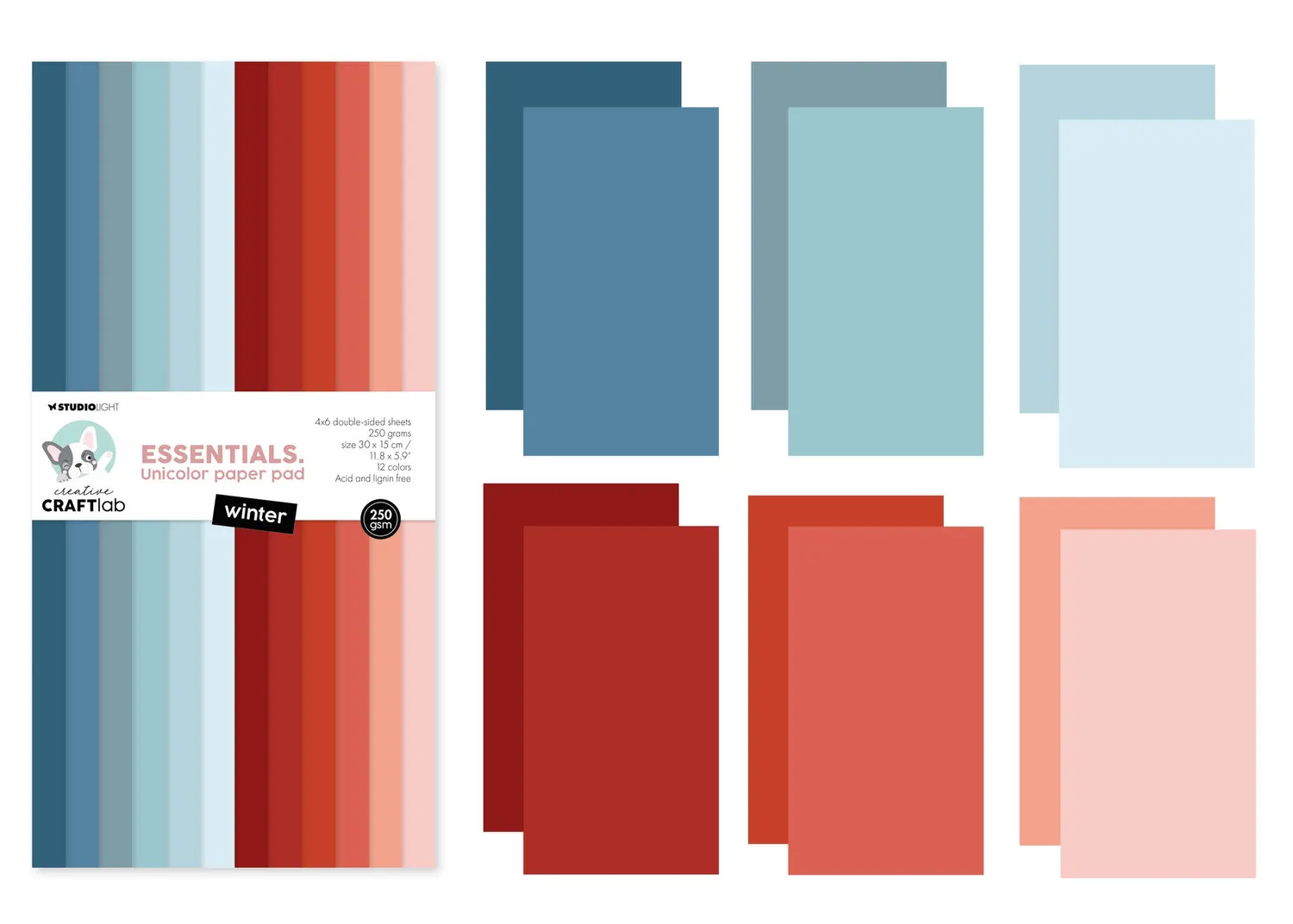 Creative Craftlab Essentials Winter Unicolor Papierblock