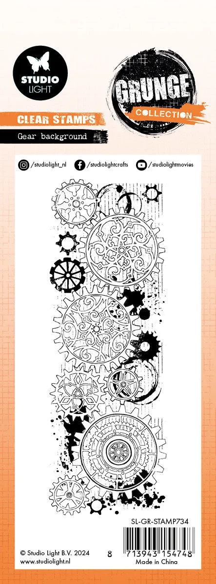 StudioLight Grunge Gear background Clear Stempel