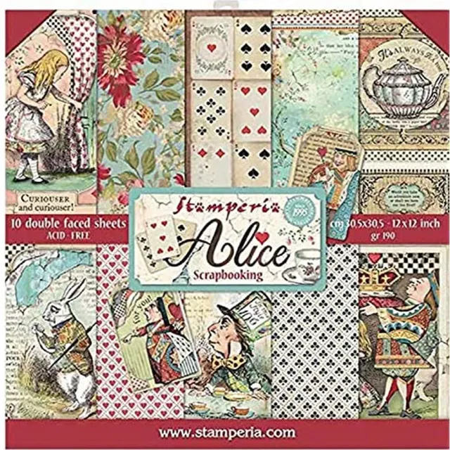Stamperia Alice SBBL52 Scrapbookpapier 30,5x30,5cm 10 Blatt