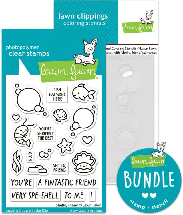 Lawn Fawn Shello Friend Stempel + Schablonen Bundle Meer