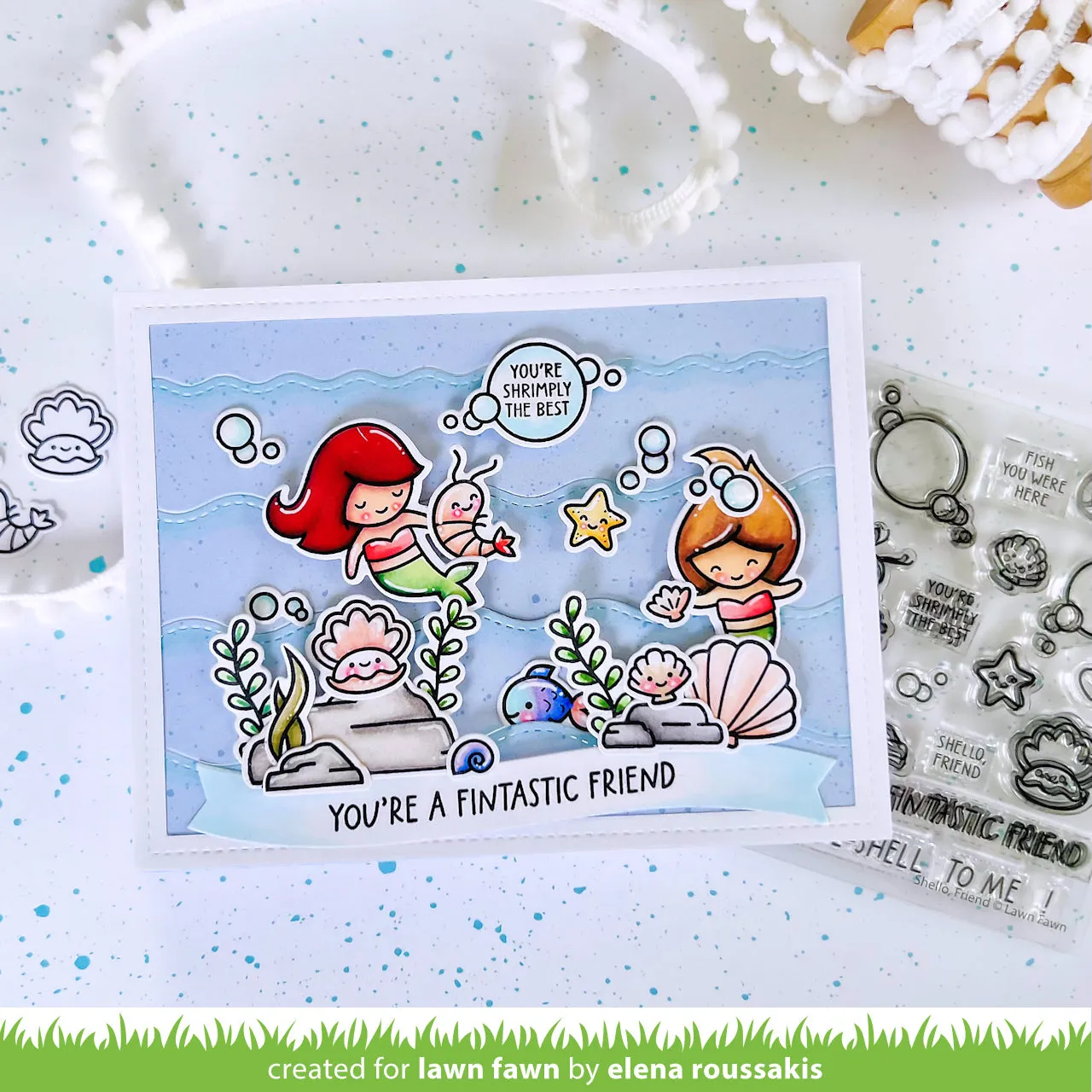 Lawn Fawn Shello Friend Stempelset Meer Sommer