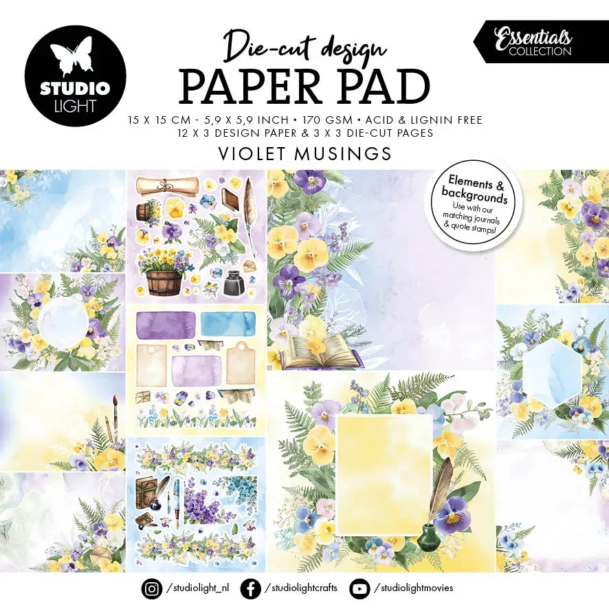 Studio Light Essentials Papierblock Violet Musings 15x15
