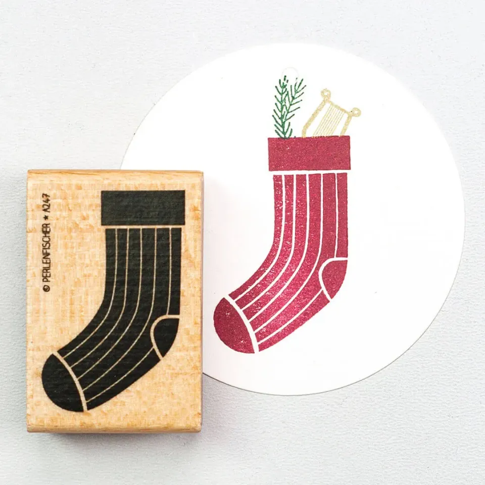 Perlenfischer Socke Streifen Stempel 46x30 mm