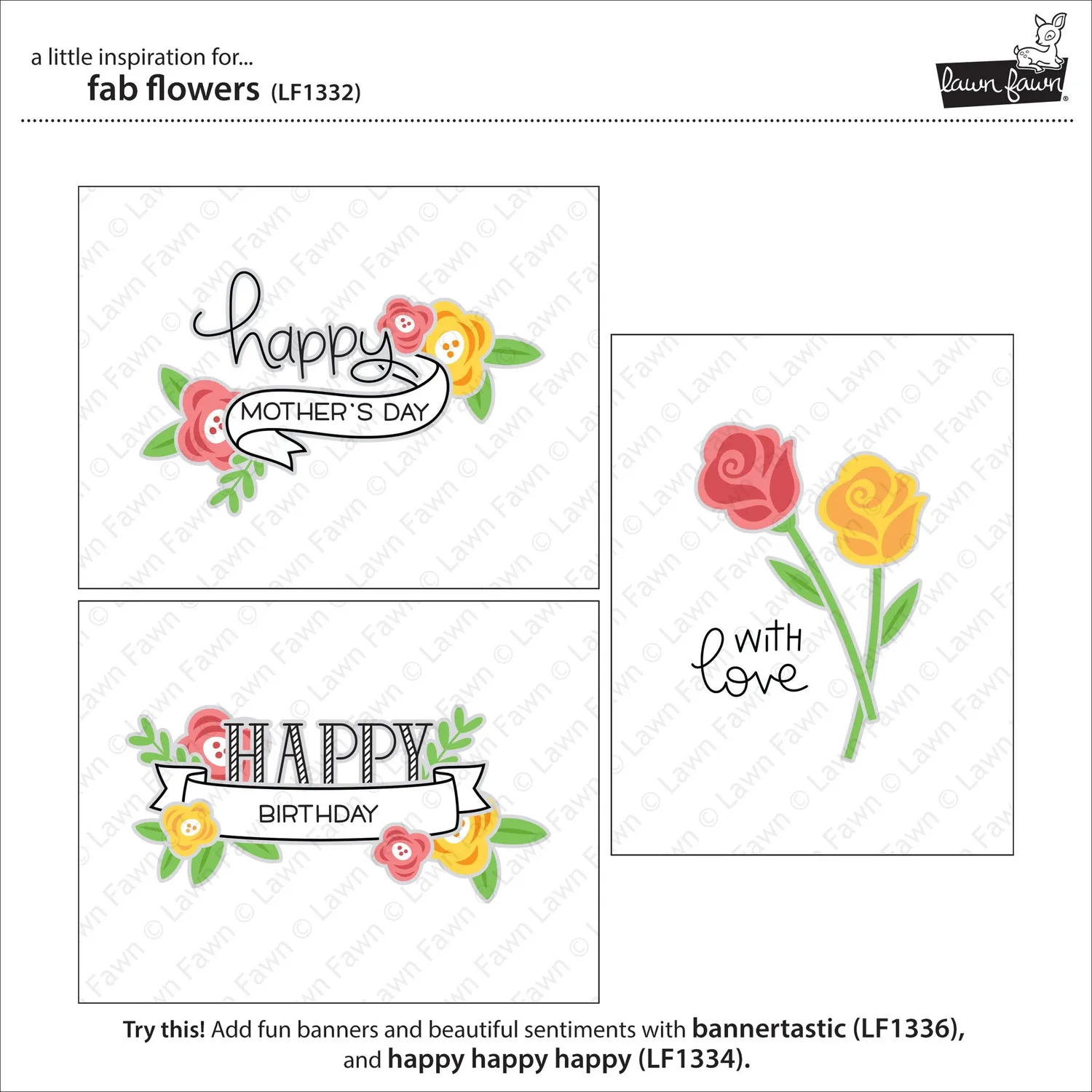 Lawn Fawn Fab Flowers Stempelset Blumen 3D-Layering
