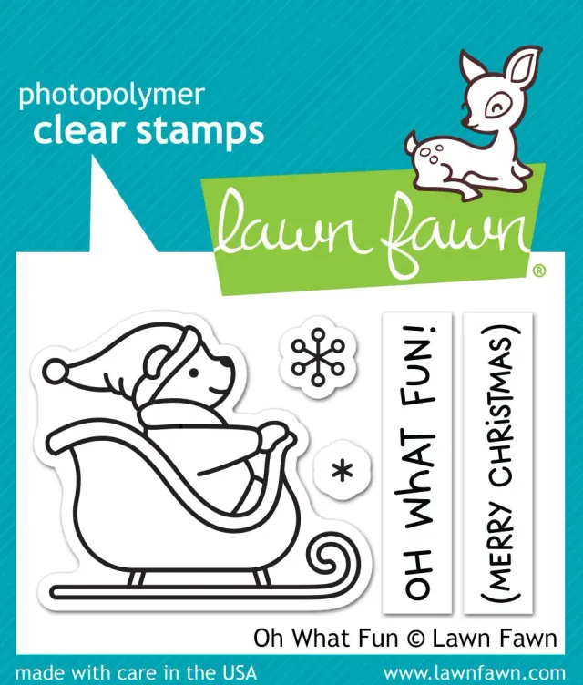 Lawn Fawn Oh What Fun Stempel Bär im Schlitten Mini