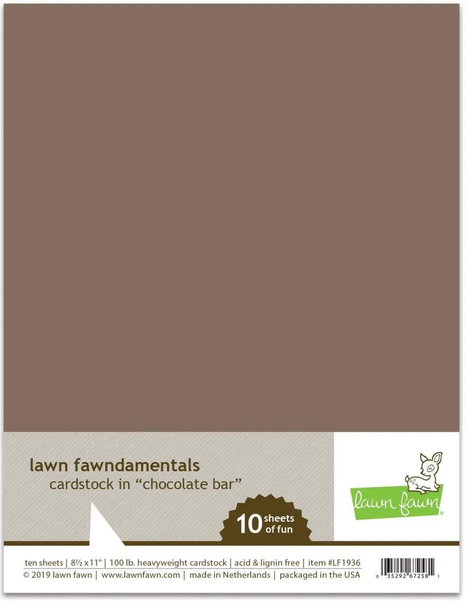 Lawn Fawn Chocolate Bar Cardstock 10 Blatt