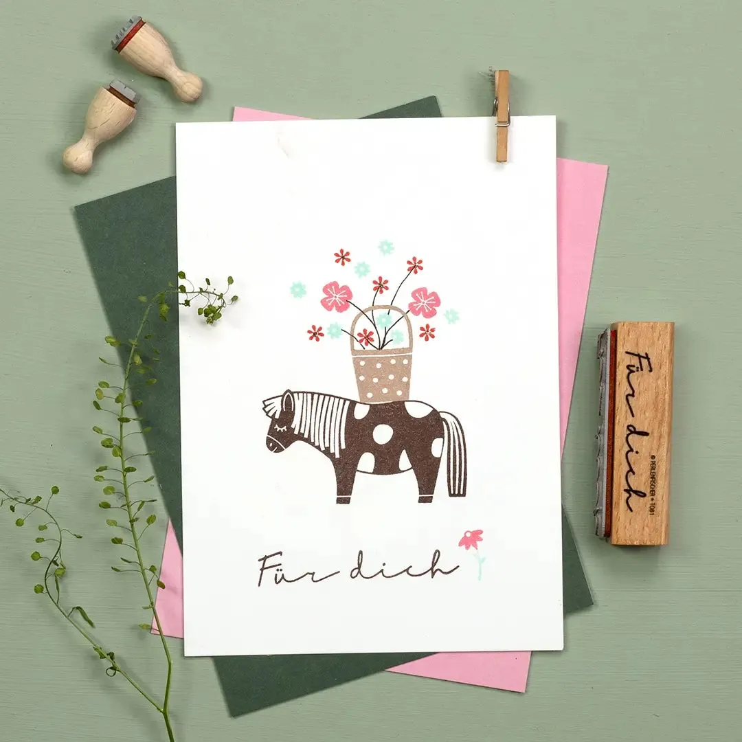 Perlenfischer Pony Stempel 32x57 mm Pferd Holz