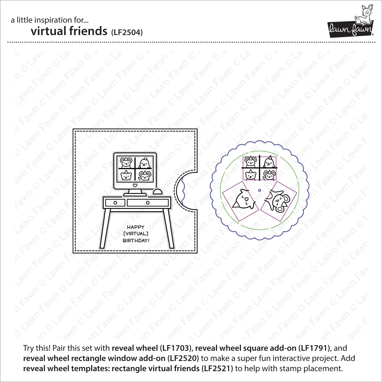 Lawn Fawn Virtual Friends Stempelset Computer