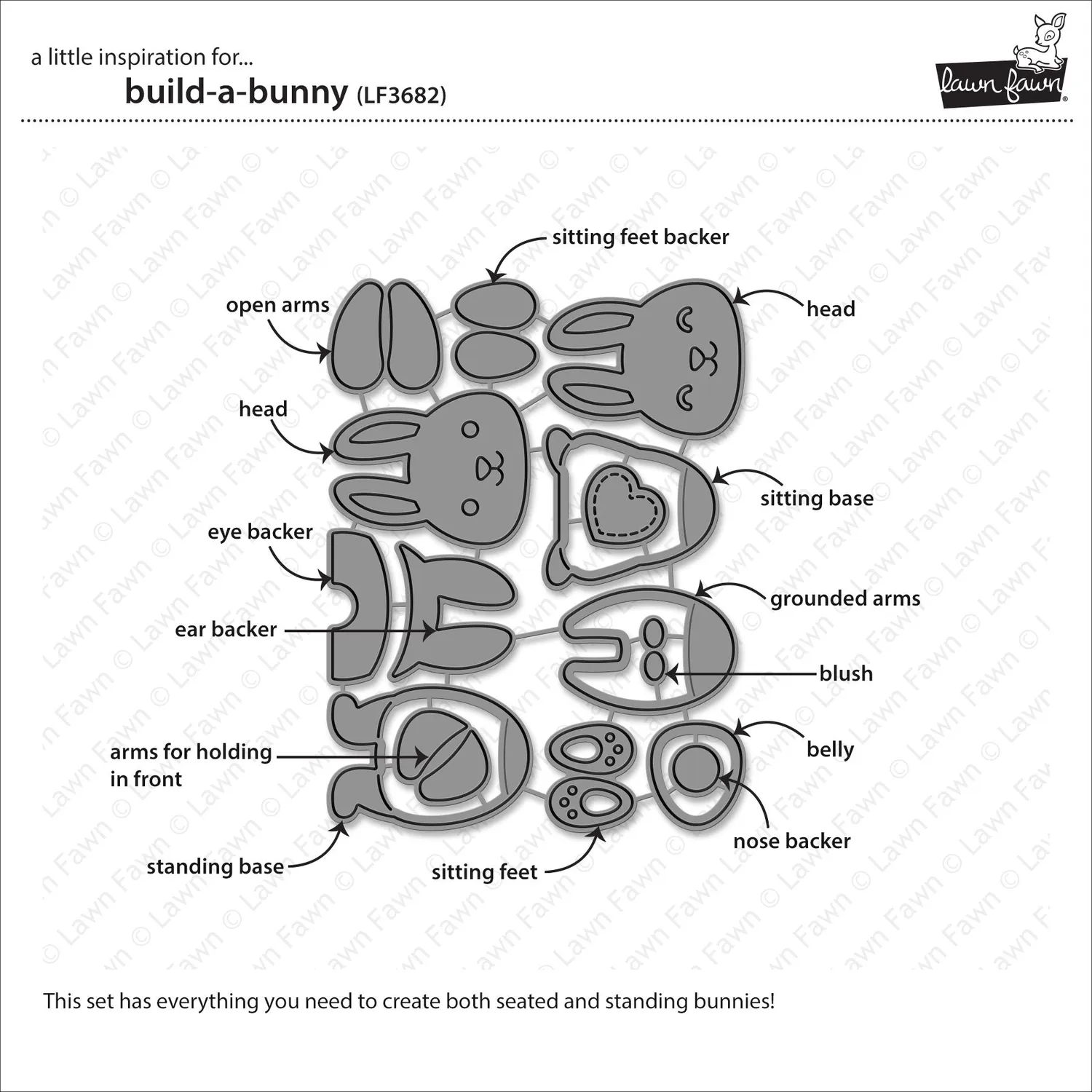 Lawn Fawn Build-a-Bunny Stanze 15-teilig Hase Ostern