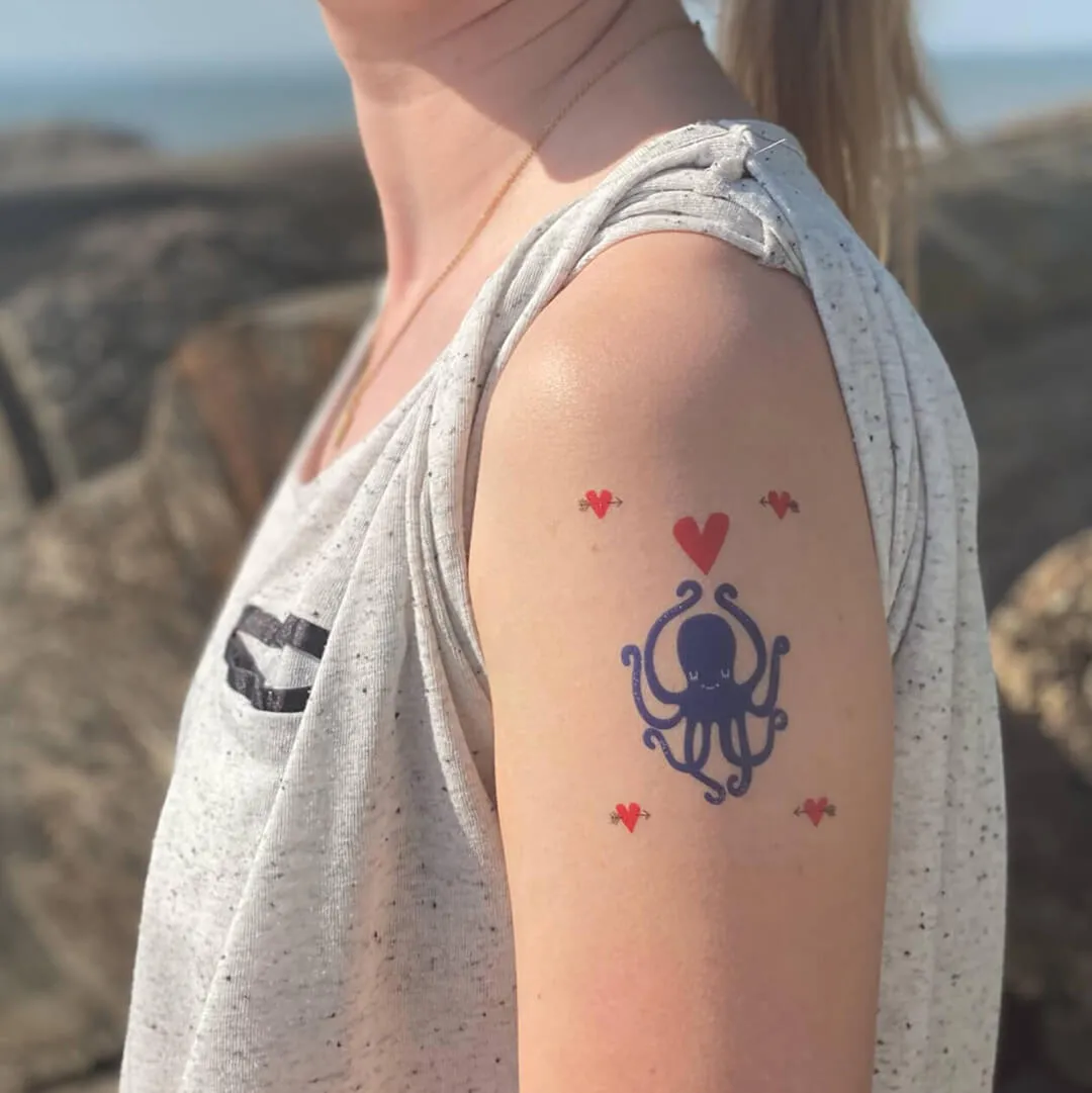 Perlenfischer Verliebter Oktopus temporäres Tattoo