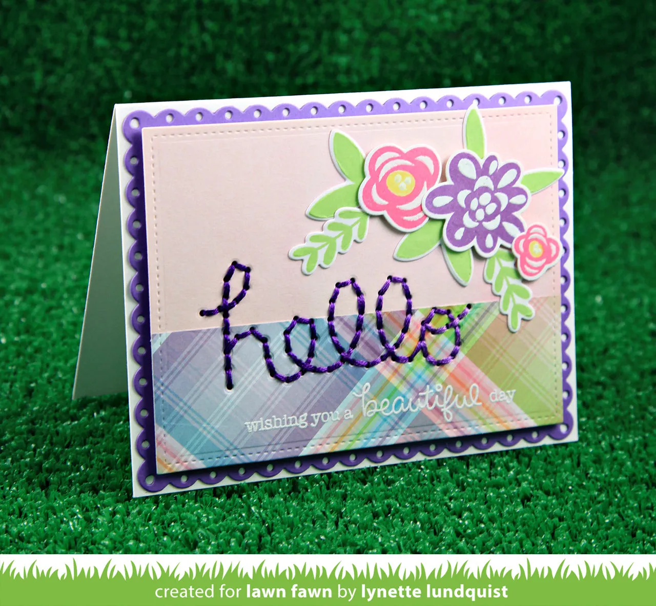 Lawn Fawn Embroidered Hello Stanze Stickschriftzug