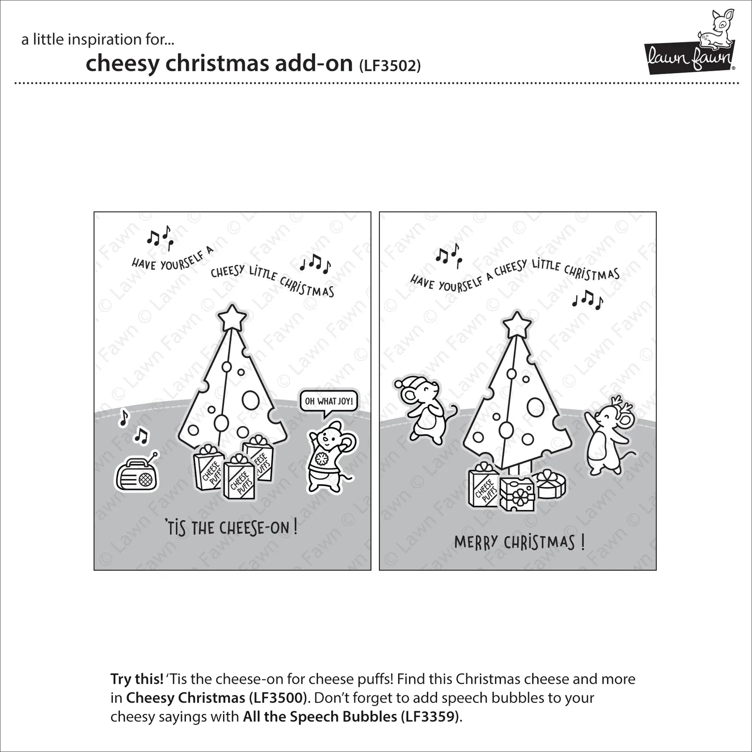 Lawn Fawn Cheesy Christmas Add-On Stempel LF3502 Mäuse