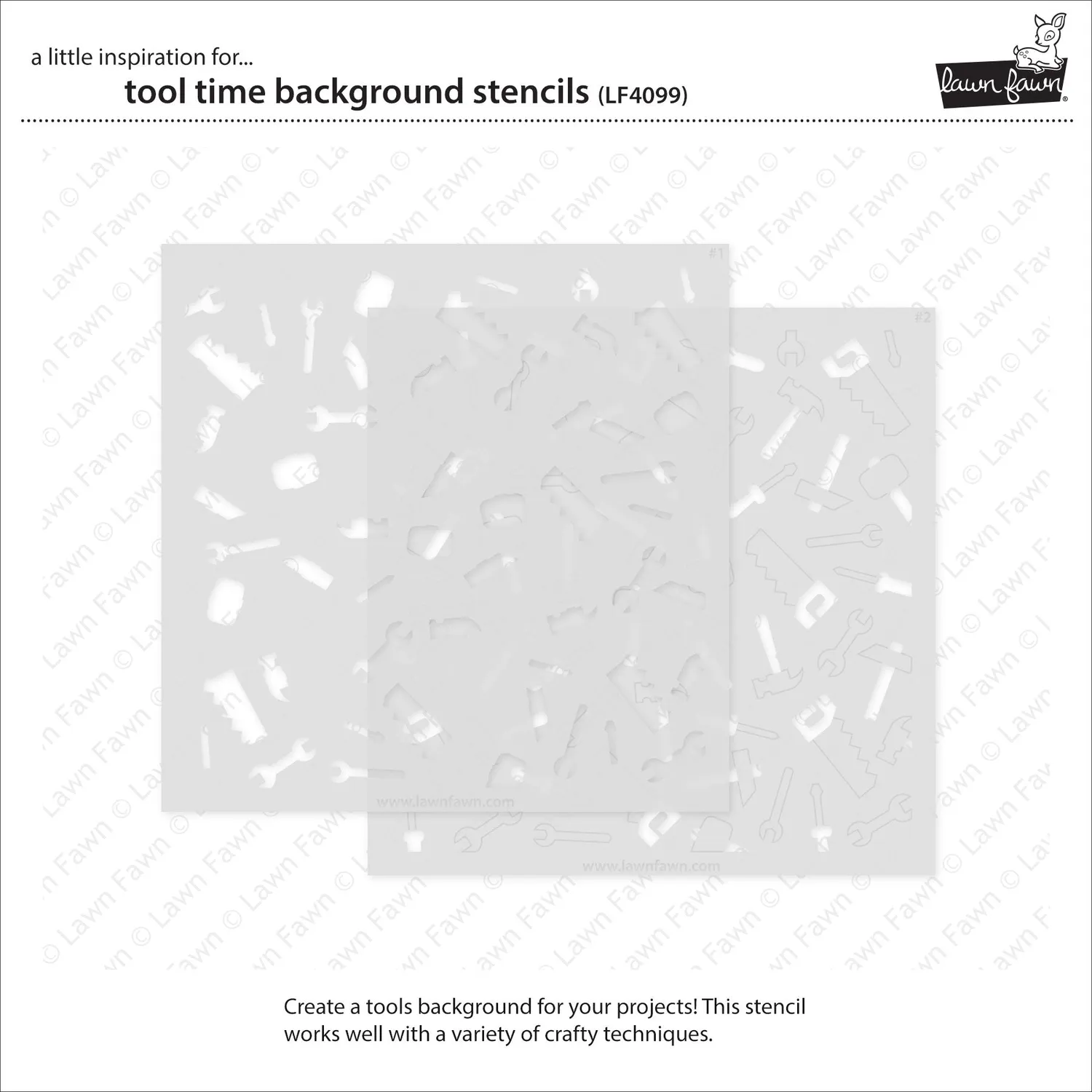 Lawn Fawn Tool Time LF4099 Schablone 15x15 cm Werkzeug