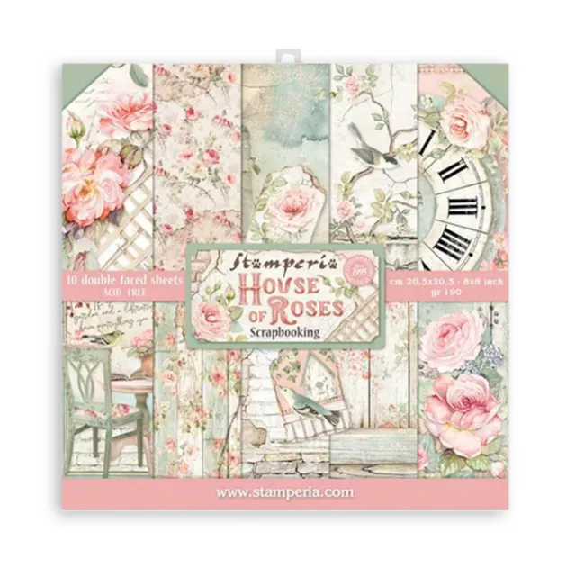 Stamperia House of Roses Papierblock 20,3x20,3cm Klein