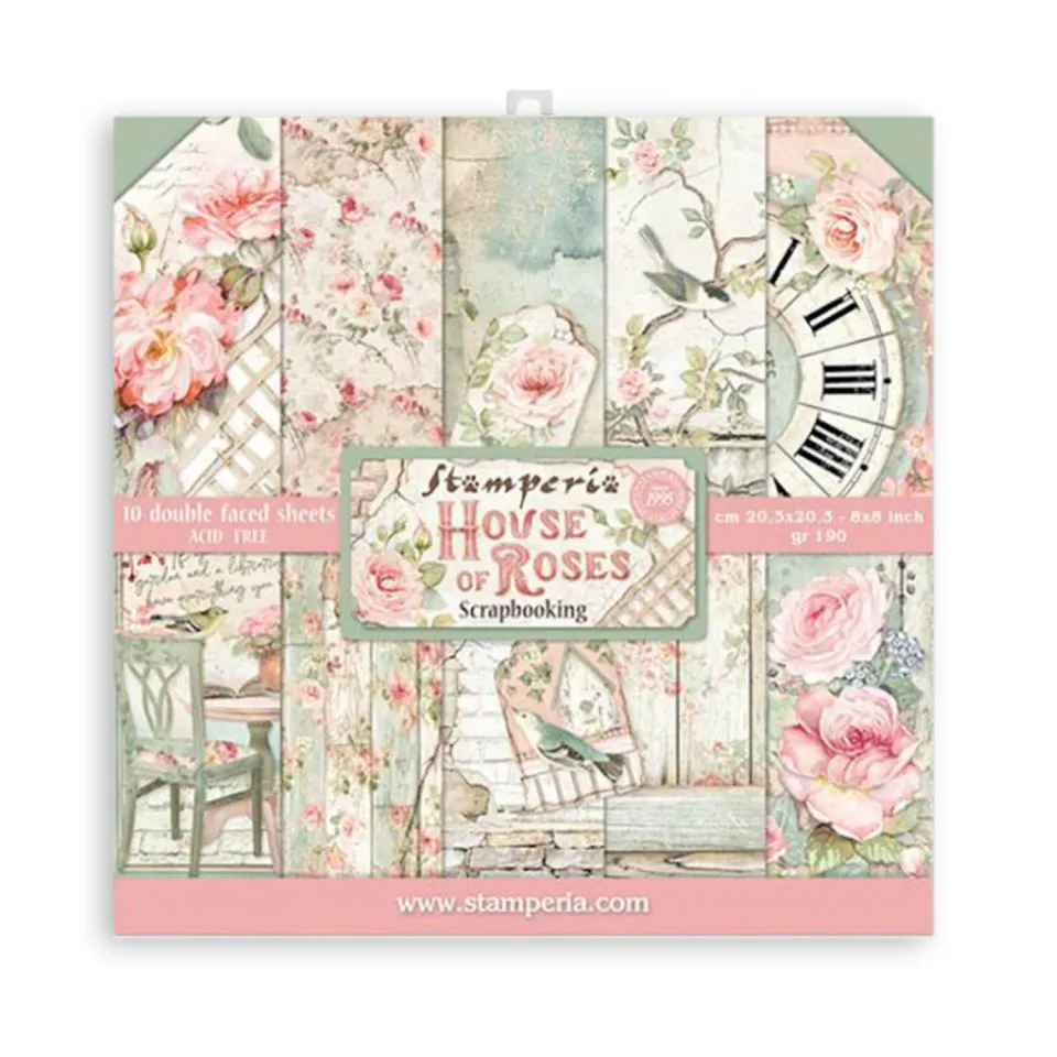 Stamperia House of Roses Papierblock 20,3x20,3cm Klein